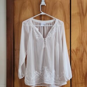 Sheer Embroidered Blouse